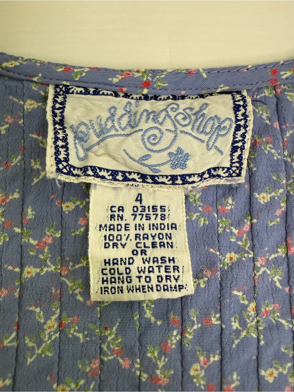Vintage Pudding Shop Blue Ditsy Floral Button Front Dress Size 4 - Picture 3 of 6
